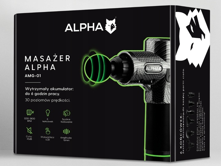 Pistolet do Masażu Alpha Massage Gun Pro - Masażer do Pleców, Stóp i Ciała