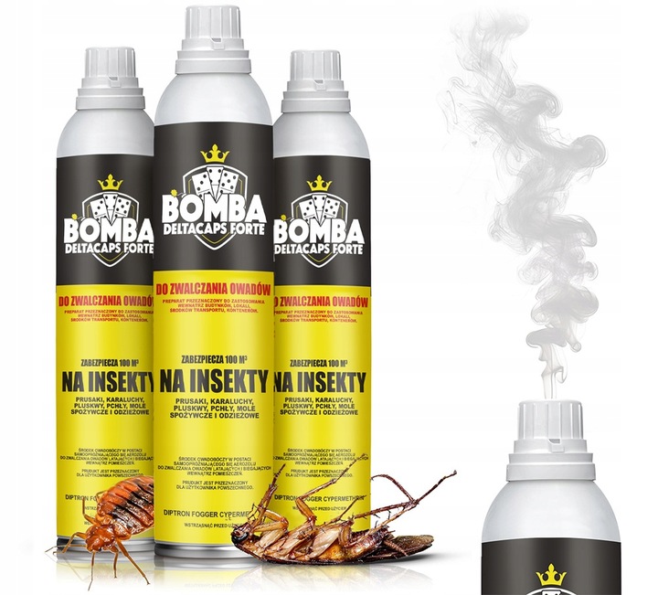 3X ŚRODEK NA PLUSKWY PCHŁY PRUSAKI ŹÓŁTA BOMBA DYMNA FOGGER GAZ