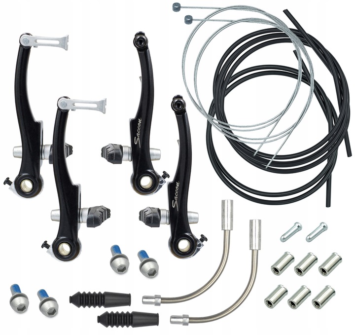 2x hamulec V-Brake 110mm+ klocki, fajki, gumy, linki, pancerze, końcówki