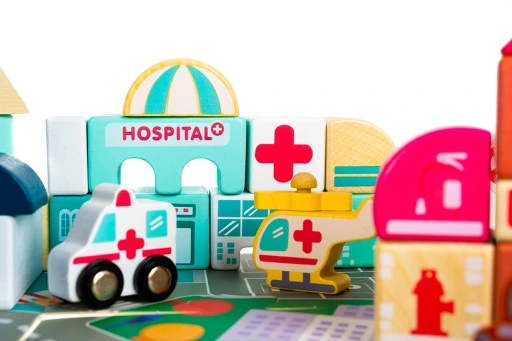 Drewniane Klocki Miasto Auta 115 Klocków + Puzzle