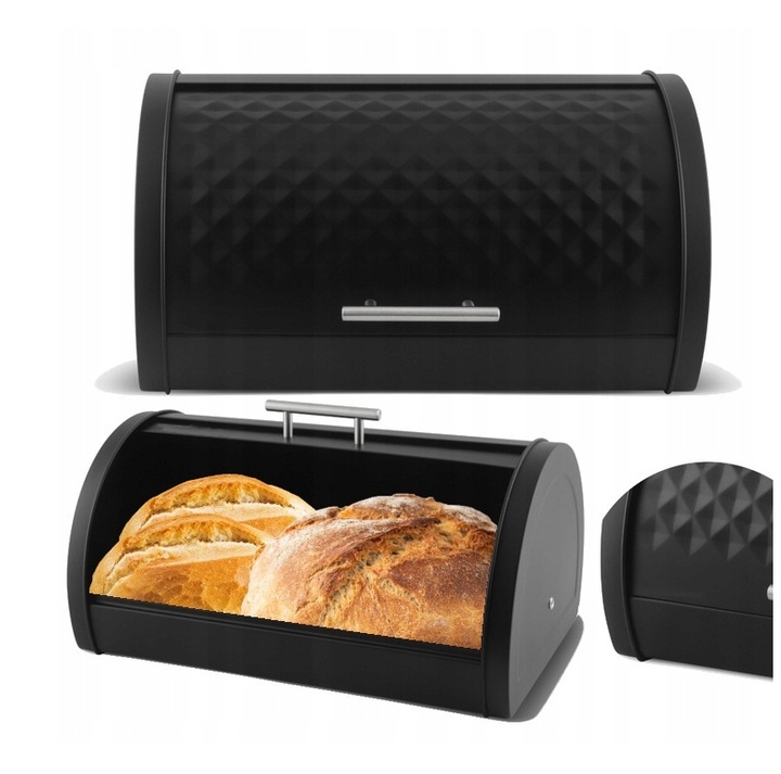 CHLEBAK POJEMNIK NA PIECZYWO BUŁKI CHLEB METALOWY DUŻY CZARNY