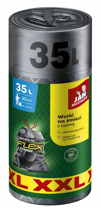 WORKI NA ŚMIECI 35L JAN NIEZBĘDNY MAGNUM FLEX & STRONG 60SZT Z TAŚMĄ MOCNE