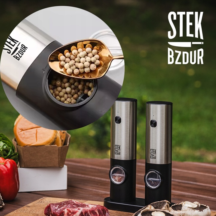 2x Elektryczny Młynek do Mielenia Pieprzu i Soli AKUMULATOR USB