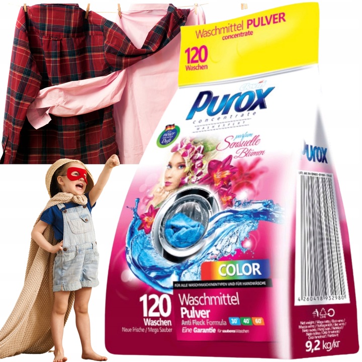 Proszek do prania Purox Clovin kolor kolorów 9,2 kg perfumowany 120