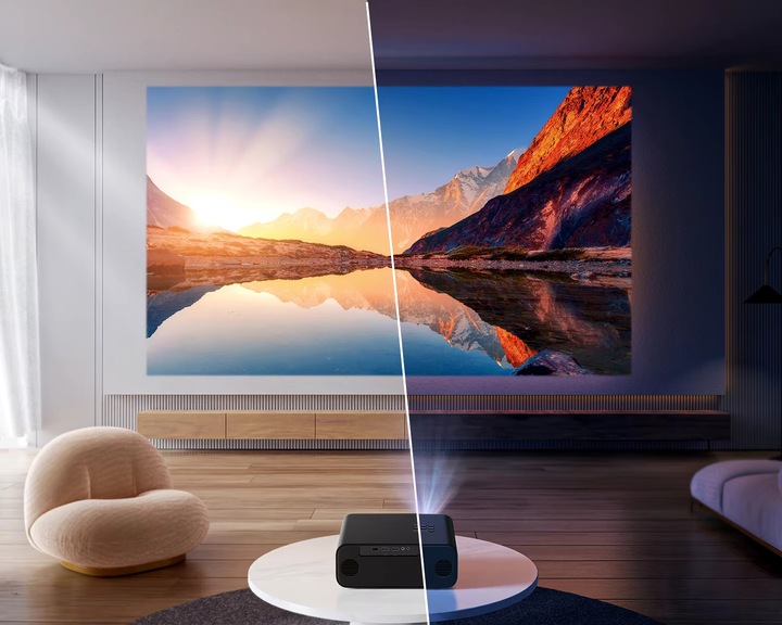 PRZENOŚNY PROJEKTOR RZUTNIK GŁOŚNIK MaxSHOW ANDROID SMART TV WIFI FULLHD 4K