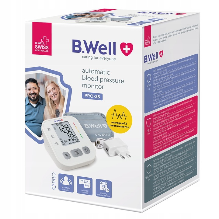 CIŚNIENIOMIERZ NARAMIENNY AUTOMATYCZNY PRO-25 ARYTMIA ETUI Z ZASILACZEM