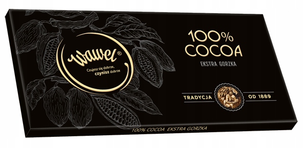 3x Czekolada Gorzka Ekstra Bez Dodatku Cukru Premium 100% cocoa 80g Wawel