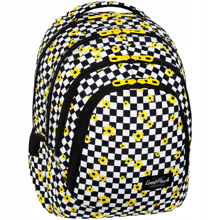 PLECAK SZKOLNY MŁODZIEŻOWY DLA DZIEWCZYN KWIATY SZACHOWNICA KRATA