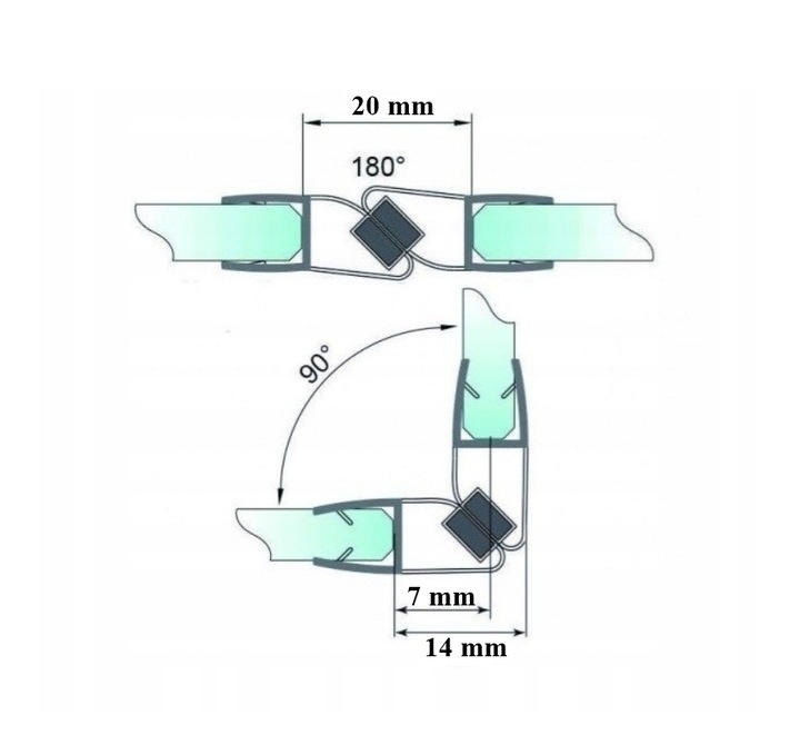 Uszczelka magnetyczna do kabiny 8mm 200cm 2szt