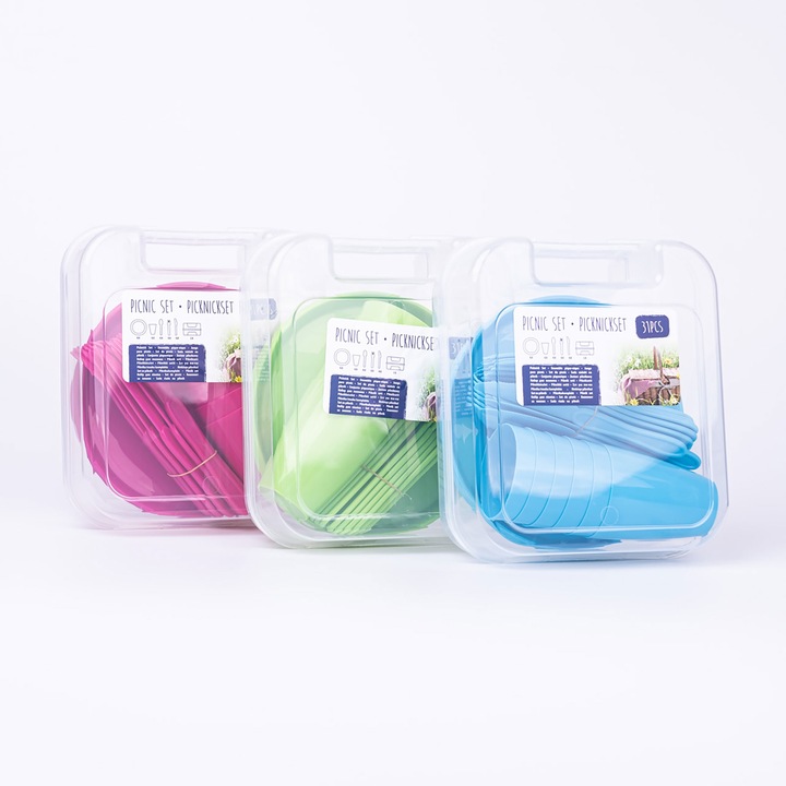 Zestaw piknikowy 31 elementów różne kolory