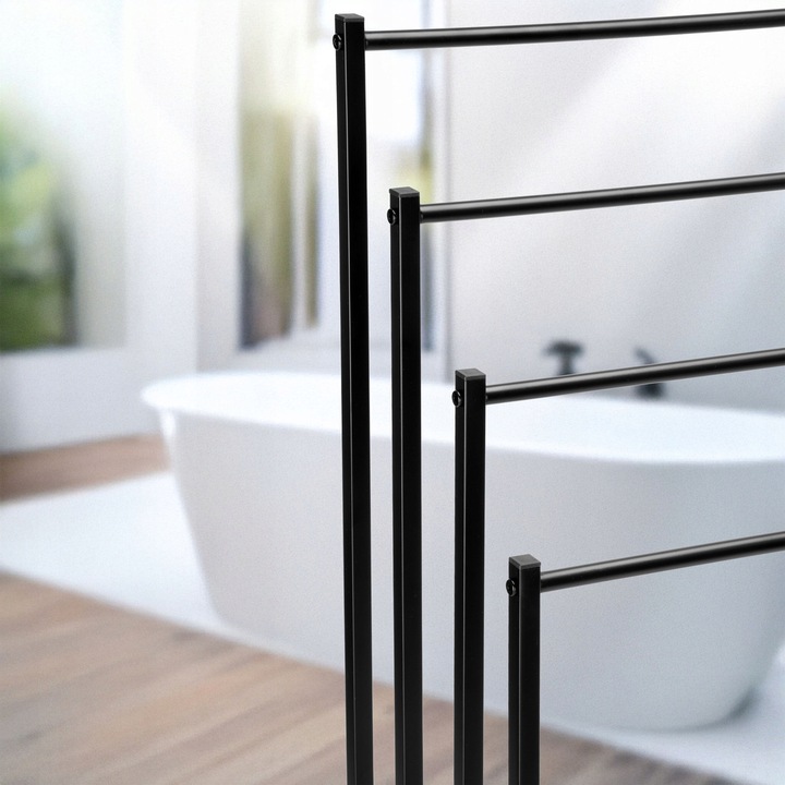 STOJAK CZARNY NA RĘCZNIKI WIESZAK STOJĄCY PODŁOGOWY ŁAZIENKOWY 4