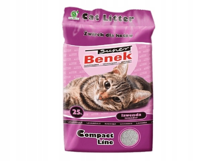 Żwirek dla kota SUPER BENEK Compact Lawenda 25 L