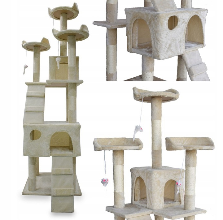 Wysoki Drapak dla Kota Drzewko 170cm Domek Beż