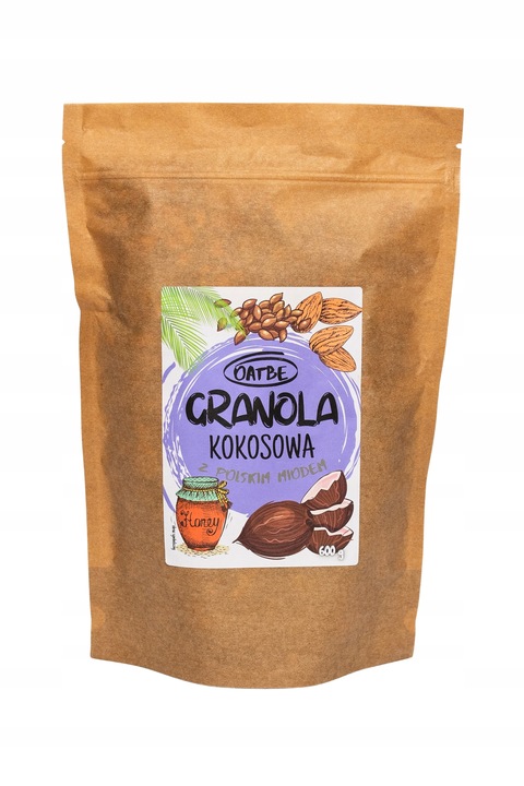 Granola kokosowa 600g OATBE Z POLSKIM MIODEM |NATURALNA|100% HANDMADE|