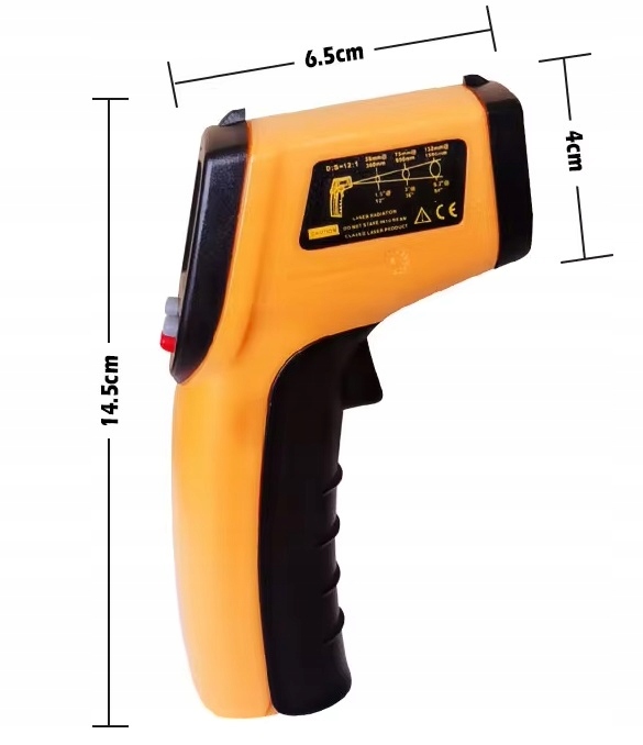 PIROMETR LASEROWY TERMOMETR BEZDOTYKOWY LCD -50 +380°C MIERNIK PODCZERWIEŃ