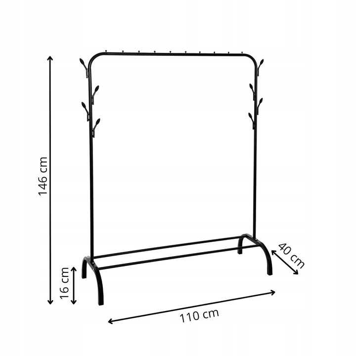 WIESZAK STOJAK NA UBRANIA BUTY STOJĄCY PODŁOGOWY LOFT METALOWY
