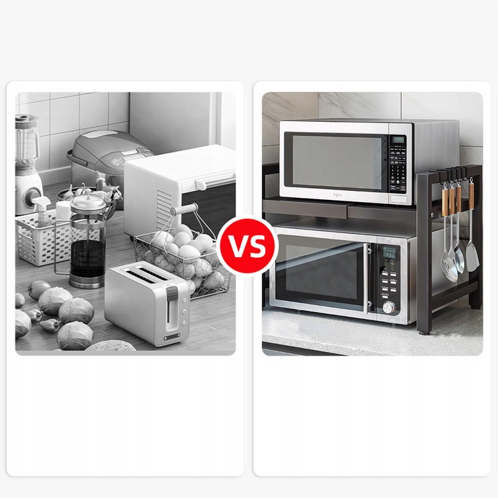 Półka stojak na mikrofalówkę regał kuchenny regulowany kuchenny stal