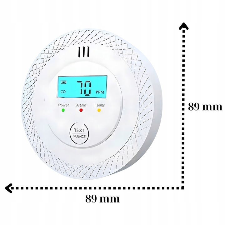 CZUJNIK CZADU GAZU TLENKU WĘGLA CO DETEKTOR LCD ALARM DŹWIĘKOWY I