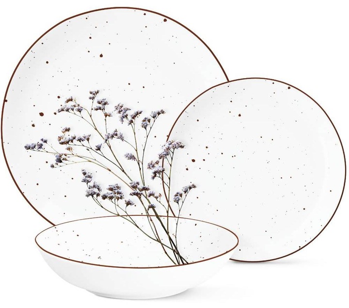 KOMPLET PORCELANA ZESTAW SERWIS OBIADOWY TALERZE 18el 6 OSÓB WZÓR