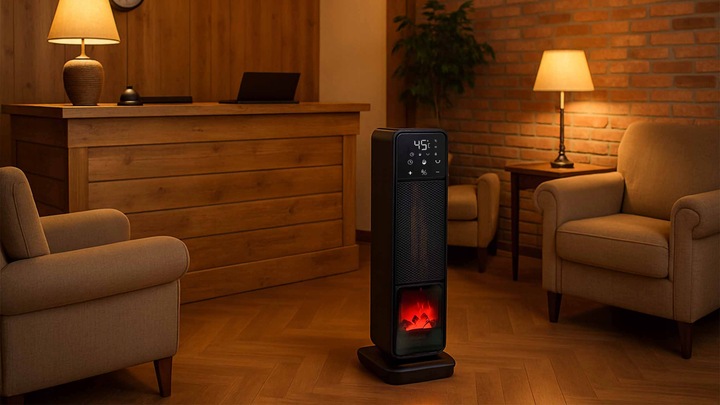 Termowentylator farelka nagrzewnica elektryczna kolumnowy kominek +