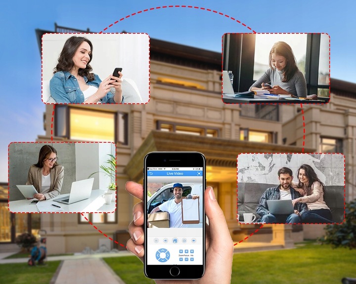 PODWÓJNA KAMERA WIFI IP SMART ZEWNĘTRZNA OBROTOWA QHD 2x 4MP ZOOM APLIKACJA