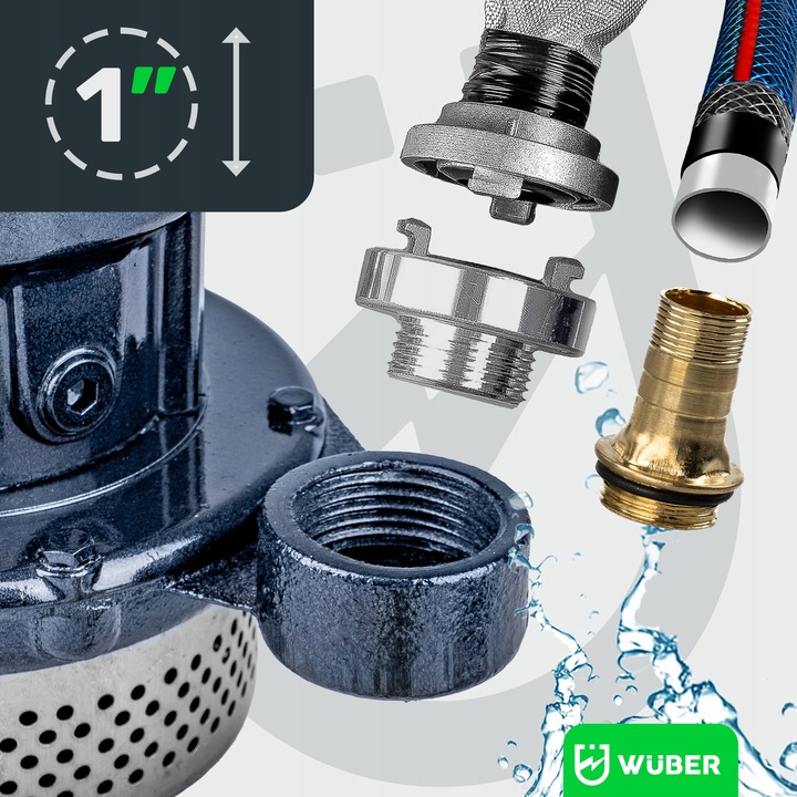 POMPA DO WODY BRUDNEJ CZYSTEJ ZANURZENIOWA SITKO SITO SZAMBA 1" WUBER