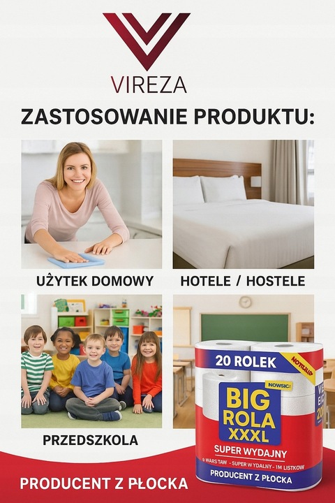 Papier toaletowy bezzapachowy celuloza rolka 40 szt. BIG PAKA 40 rolek