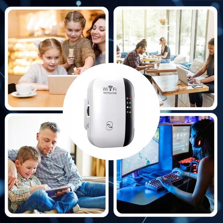 WZMACNIACZ SYGNAŁU Wi-Fi MOCNY REPEATER 300MB/S 2 TRYBY FUNKCJA WPS