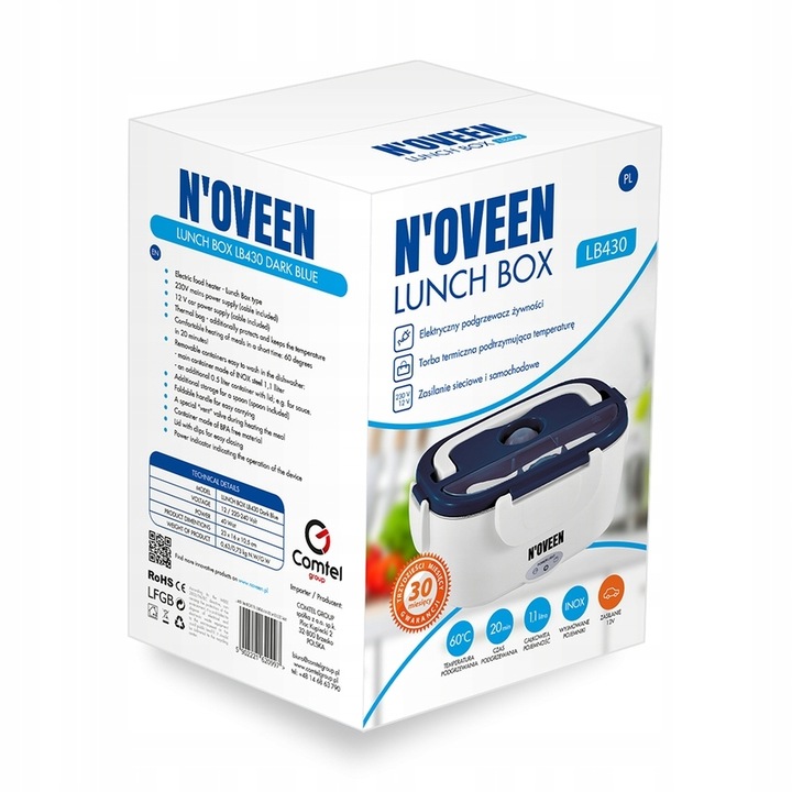 ELEKTRYCZNY LUNCH BOX POJEMNIK TERMOS OBIADOWY 230V 12V 24V + TORBA