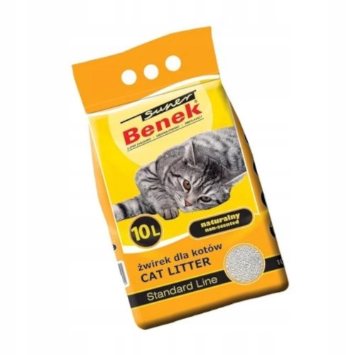 SUPER BENEK Żwirek bentonitowy dla kota Standard Line Naturalny 10l żółty