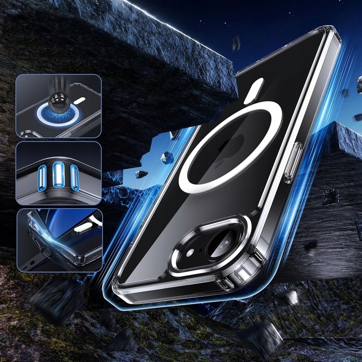 Etui do MagSafe WZMACNIANE 360° CLEAR CASE + 2x SZKŁO do IPHONE 16e