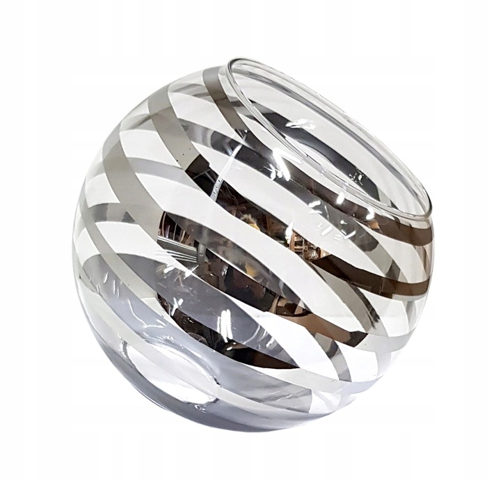 Klosz SZKLANY do lamp na E27 Kula paski chrom