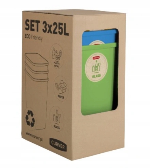 KOSZ POJEMNIK DO SEGREGACJI ŚMIECI 3X25L ŚMIETNIK