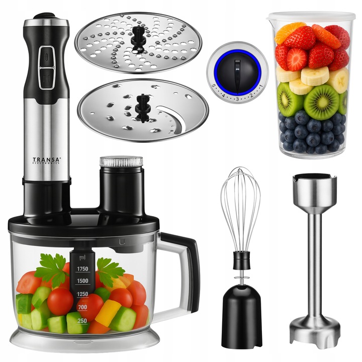 BLENDER RĘCZNY WIELOFUNKCYJNY TRYB TURBO MALAKSER ZESTAW 4w1 DUŻA MOC