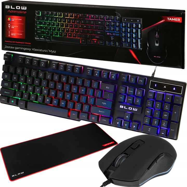 ZESTAW GAMINGOWY DLA GRACZA KLAWIATURA MYSZKA PODKŁADKA SŁUCHAWKI MIKROFON