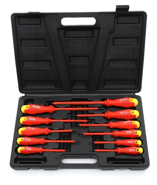 WKRĘTAKI ŚRUBOKRĘTY IZOLOWANE 11 ELEMENTÓW + WALIZKA RĄCZKA SOFT GRIP