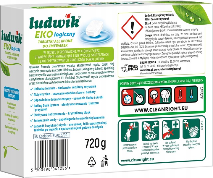 Tabletki do zmywarek LUDWIK All In One Ekologiczne 40 szt.