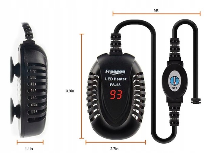 PRZEPŁYWOWA GRZAŁKA DO AKWARIUM 50W Z TERMONSTATEM WYŚWIETLACZ LED
