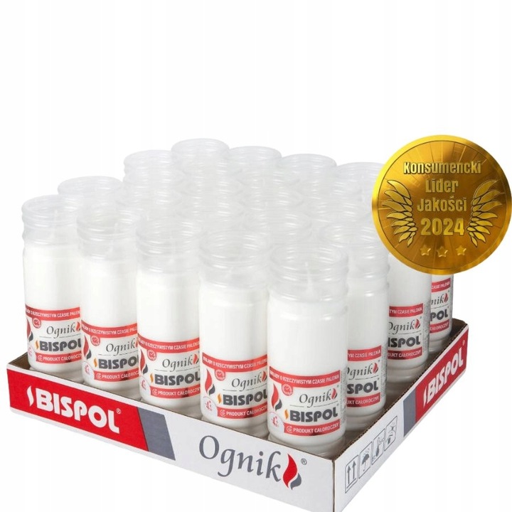 BISPOL OGNIK Parafinowe wkłady do zniczy CZAS PALENIA 96h, WP4 24 szt