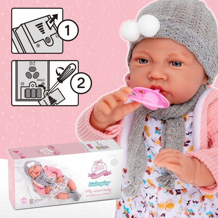 LALKA BOBAS DUŻA INTERAKTYWNA REALISTYCZNA SMOCZEK KINDERPLAY MÓWI 41CM