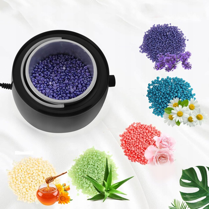 Zestaw do depilacji PODGRZEWACZ 500ml 100W 5x wosk twardy LED wyświetlacz