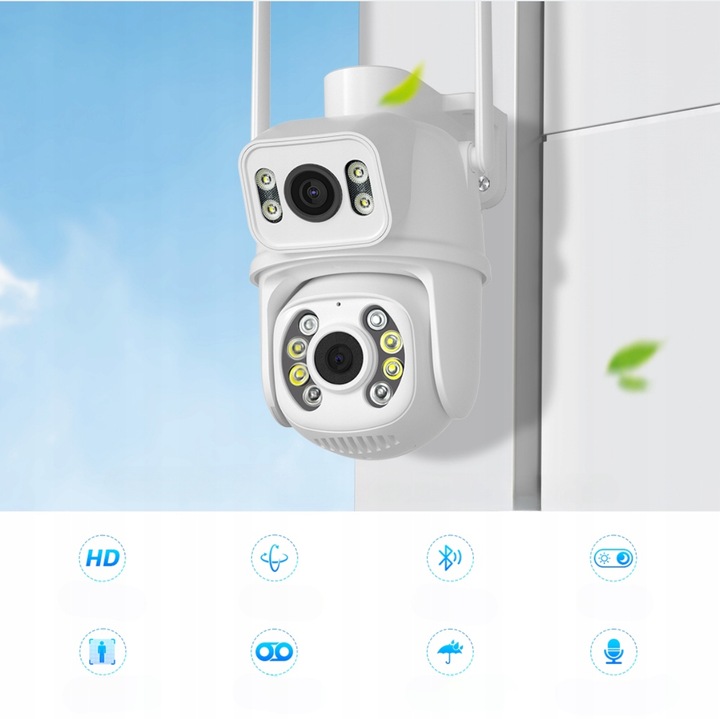 PODWÓJNA KAMERA WIFI IP SMART 8MP ALARM DETEKCJA iCSee