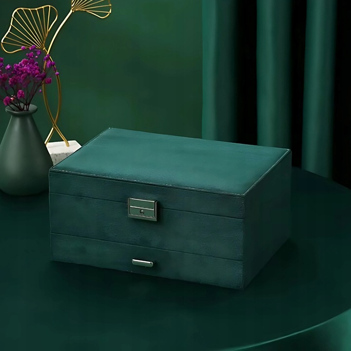 SZKATUŁKA NA BIŻUTERIĘ KUFEREK PUDEŁKO ORGANIZER ELEGANCKI POJEMNY BOX F6