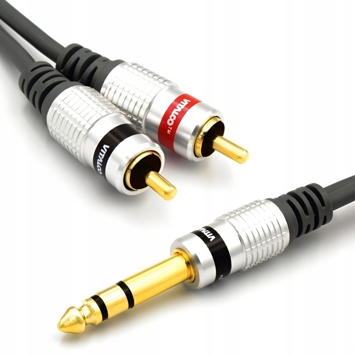 KABEL JACK 6,3 STEREO TRS 2x WTYK RCA CINCH VITALCO 1,5m MK82