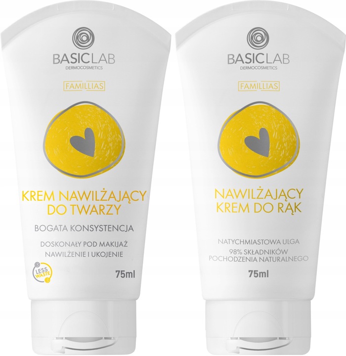 BasicLab Zestaw Nawilżający Krem do Twarzy i Nawilżający Krem do Rąk 75 ml