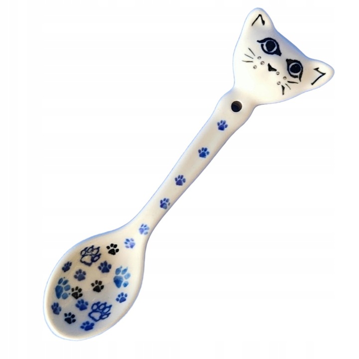 Łyżeczka Ceramiczna 13,8 cm, Kotek, Ceramika Artystyczna Bolesławiec.