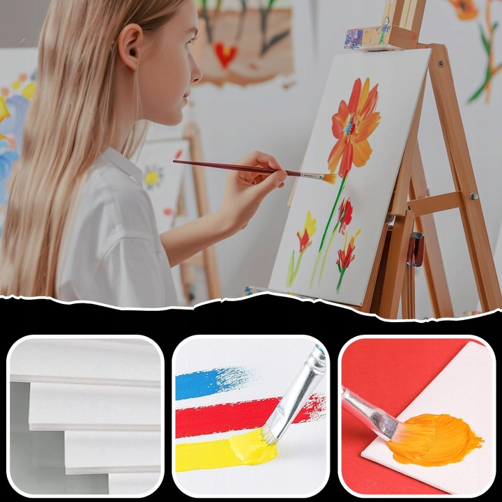 PŁÓTNO MALARSKIE DO MALOWANIA PODOBRAZIE BAWEŁNIANE 10szt 24x30 cm zestaw