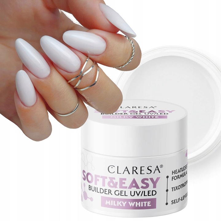 CLARESA SOFT & EASY ŻEL BUDUJĄCY DO PAZNOKCI MILKY WHITE 45 G TPO FREE