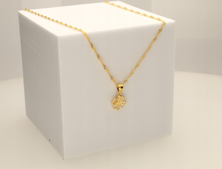 ZŁOTY NASZYJNIK DAMSKI ŁAŃCUSZEK Z ZAWIESZKĄ KONICZYNKA SREBRO GRAWER