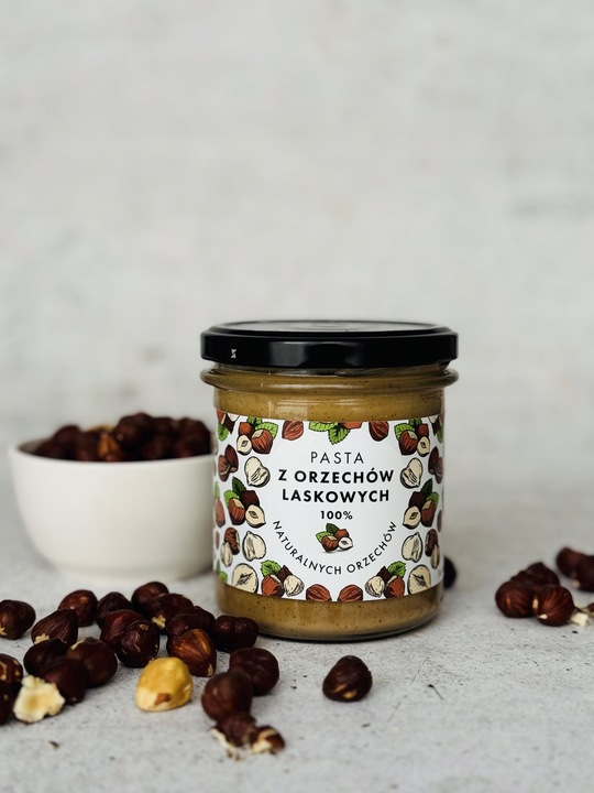 Pasta z orzechów laskowych 300 g - 100% orzechów, Bez Dodatków,